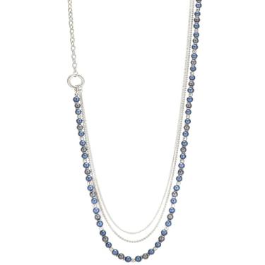 Imagem de Colares de pérolas longas de prata para mulheres, colar de corrente com contas de pérolas, presentes para mães, bijuterias elegantes para mulheres, Pérola, Sem Pedra Preciosa