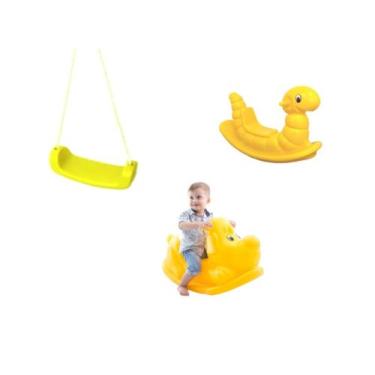 Imagem de Kit  Gangorras e Balanço Infantil  - Conjunto Amarelo - Minhoca e Cach