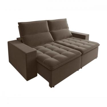 Imagem de Sofá Retrátil E Reclinável 2.90m Bahamas Veludo Capuccino Cappuccino