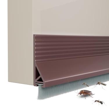 Imagem de cuysfead Batente De Porta 39" Com Escova, Adesivo Forte Para Limpeza Interna E Externa, Vedação À Prova Som, Bloqueador Poeira Ruído, Marrom