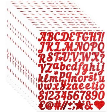 Imagem de ZTXPRO 20 folhas de adesivos com números de letras, adesivos autoadesivos de 2,5 cm para álbuns, decoração, artesanato e bricolagem, vermelho