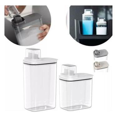 Imagem de Kit 2 Porta Sabão Amaciante Hermético Flow Ou - Branco