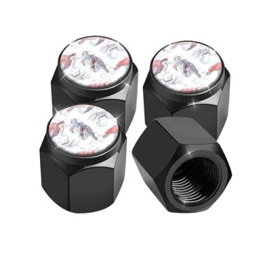 Imagem de Pacote com 4 tampas de haste de válvula de pneu, tampas de haste de roda de carro, tampas de válvula de ar de alumínio, ajuste universal para carros, SUVs, caminhões, bicicletas e motocicletas