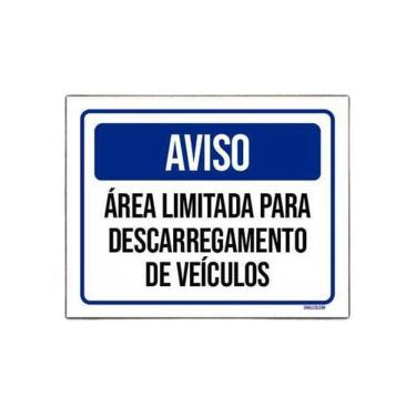 Imagem de Placa Sinalização Aviso Área Limitada Descarregamento 36X46