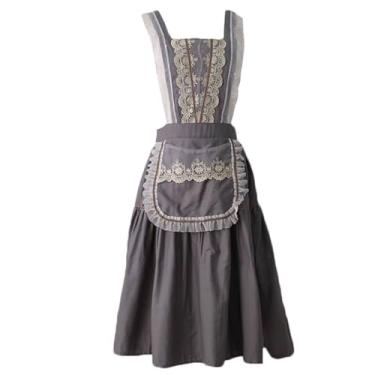 Imagem de Avental ajustável estilo princesa avental de renda, avental de cozinha doméstico de alta qualidade, roupa de trabalho bonito e elegante para mulheres baristas