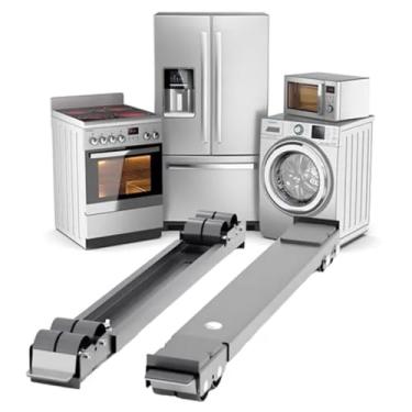Imagem de Kit 2 Suporte com Rodinhas Ajustável para Geladeira, Fogão, Freezer, Máquina de Lavar e Móveis - Reforçado Suporta até 180Kg