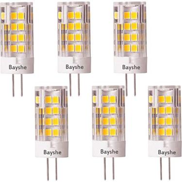 Imagem de BAYSHE Lâmpada LED G4 3,5 W 350 lm 2700 K branco quente (equivalente a 12 volts 40 watts) cerâmica AC/DC12V T3 base de luz bi-pin para iluminação de piso de paisagem externa, não regulável, pacote com