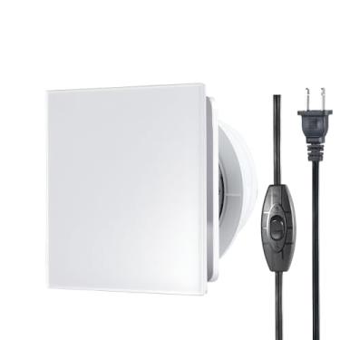 Imagem de Exaustor de 10 cm, painel de vidro, janela de parede, exaustor de ventilação com interruptor de botão, cabo para cozinha, banheiro, oficina, garagem
