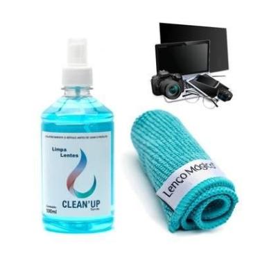 Imagem de Kit 1 Microfibra 20x30cm + 1 Spray 500ml Limpa Telas Lentes Tv Monitor Notebook Cor Azul