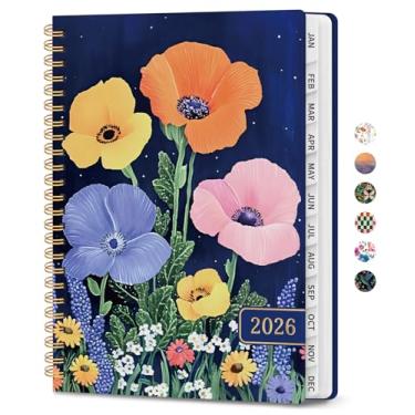 Imagem de Agenda 2026, agenda de planejamento semanal e mensal para mulheres, janeiro de 2026 a dezembro de 2026, livro de agenda de planejamento de capa dura com abas, encadernação em espiral, bolso interno