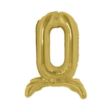 Imagem de Balão Número Gigante Dourado Com Base Para Chão 75 Cm - PartiuFesta