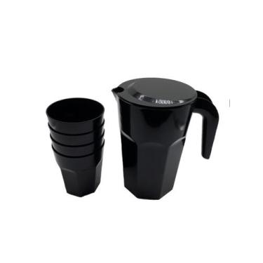 Imagem de Kit Suco 1 Jarra De 1,5 Litros 4 Copos De 400 Ml Preto Opaco - Dehaus