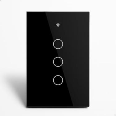 Imagem de Interruptor Wi-Fi Smart Touch 3 Botão Bivolt 10A Compativel com Assistentes Populares Android e IOs (Preto)