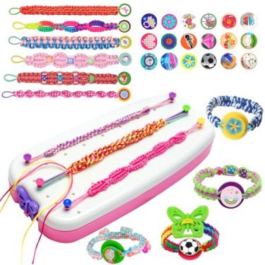 Imagem de NIUBER Kit de fabricação de pulseiras da amizade para meninas de 6 a 12 anos, kits de joias faça-você-mesmo, presente criativo para crianças, kit de pulseiras com miçangas (rosa, 189 peças)