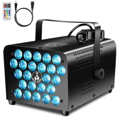Imagem de CZGOR Máquina de fumaça, máquina de neblina com controle remoto sem fio, 24 LEDs 600W 2500CFM neblina com luz de 13 cores, máquina de fumaça portátil para festas de Halloween e eventos internos