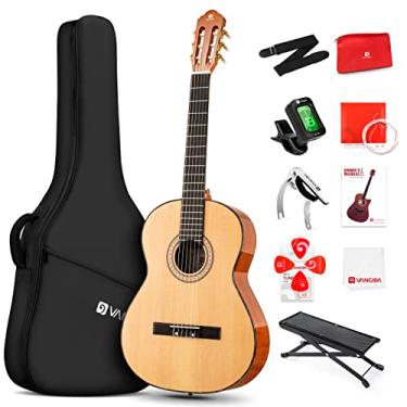Imagem de Guitarra clássica 91,4 cm 3/4 estilo espanhol, violão de cordas de nylon de 91,4 cm, ideal para adolescentes iniciantes e adultos, abeto natural, por Vangoa