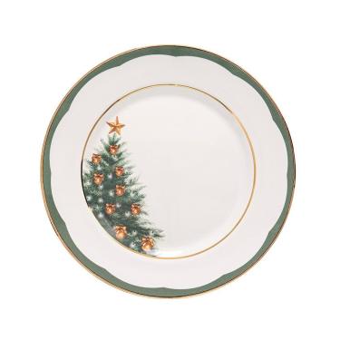 Imagem de Prato Raso Copa E Cia Aquarelle Em Cerâmica Filetado árvore De Natal