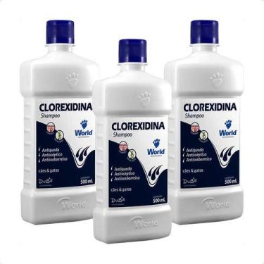 Imagem de 3 Shampoo Clorexidina Dugs Cães Seborreia Anti Queda 500ml - World