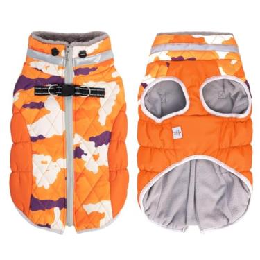 Imagem de Casaco de inverno impermeável para cães com arnês, jaqueta refletiva quente para cães com zíper para clima frio, roupa de neve para cães pequenos, médios e grandes YRFN02XXL