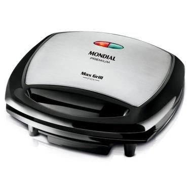 Imagem de Grill Mondial Max Premium 2 em 1 com Revestimento Antiaderente 1200W Preto/Inox 220V - G-07
