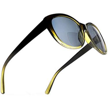 Imagem de SAMBA SHADES Óculos de sol femininos bifocais para leitura sob o sol, óculos de cateye, Amarelo oliva, Large