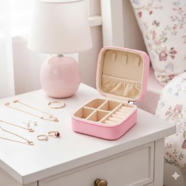 Imagem de Porta Joias Portátil Viagem Maleta Estojo com Zíper Compacto e Elegante