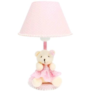 Imagem de Abajur Infantil Urso Rosa Quarto Bebê Criança 25cm
