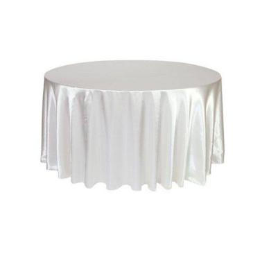 Imagem de Kit 10 Toalha De Mesa Redonda Cetim Seda Branco 1,50M