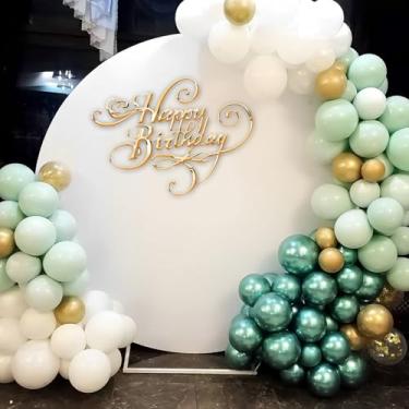 Imagem de Kaimenhong Capa de arco redondo, poliéster ajustável, branco, 2 m, casamento, aniversário, decorações de chá de bebê