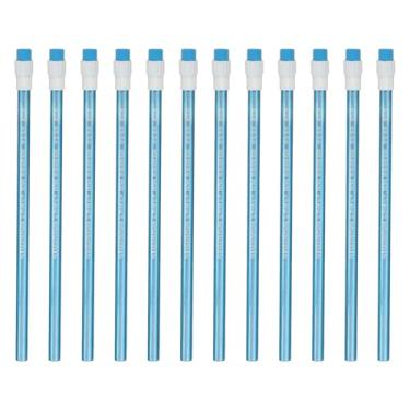 Imagem de PATIKIL Lápis HB, pacote com 12 lápis hexagonais grafite redondo de madeira fina de 7 mm com borracha para escritório, desenho, mão pequena, azul