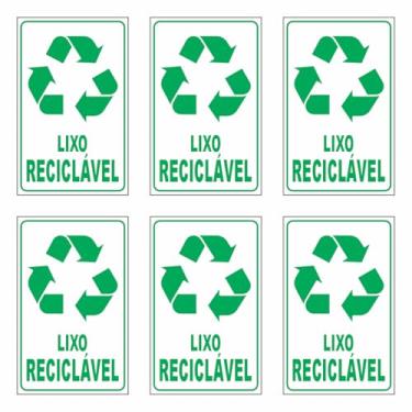 Imagem de Adesivo Coleta Seletiva Kit 6 unidades Lixo Reciclável para Lixeira 12,5 x 20 cm