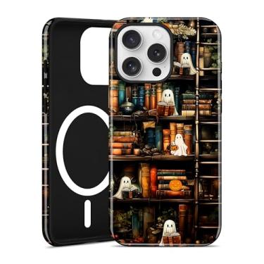 Imagem de Jusy Capa de telefone compatível com MagSafe Halloween para iPhone 11 Pro Max, linda estética magnética macia TPU e capa protetora de policarbonato rígido para mulheres e meninas - folha de bordo