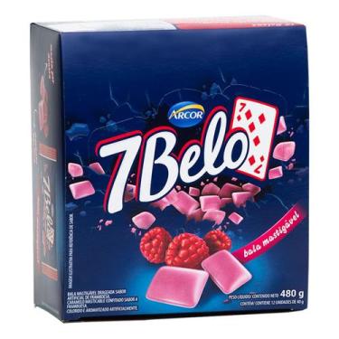 Imagem de Caixa C/ 12x40g Bala 7belo Drageada Goma Mastigável Doces Macia Crocan