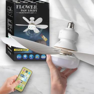 Imagem de Ventilador de Teto com Lâmpada Encaixe E27 Led 30w Silencioso e Inteligente com Controle Remoto