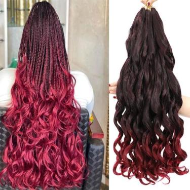 Imagem de Cabelo francês sintético trançado encaracolado de 45 cm, 8 pacotes par
