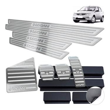 Imagem de Kit Soleira Pedaleira Descanso Logan 2007 A 2010 Prata AR