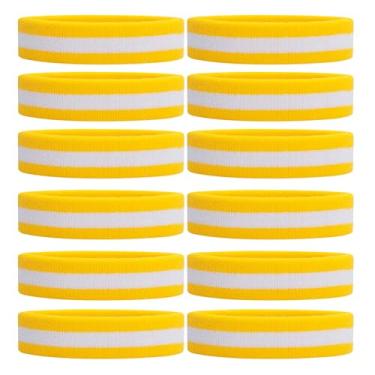Imagem de ONUPGO Faixa de cabelo para homens e mulheres - 12 peças de faixas esportivas com absorção de umidade de algodão felpudo para tênis, basquete, futebol, academia, malhar