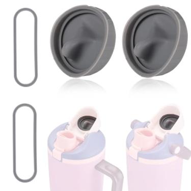 Imagem de Conjunto de Tampas e Vedantes de Silicone Antivazamento, 2 Tampas e 2 Vedantes para Owala FreeSip Sway 30oz 40oz Acessórios Confiáveis Garrafa Esportiva(Cinza)