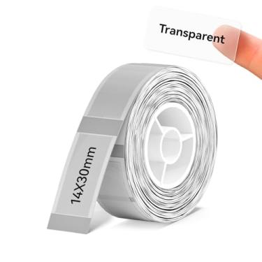 Imagem de NIIMBOT Fita de etiqueta para D110/D101/D11, preto em transparente, adesivo transparente, fita autoadesiva para etiquetas, 14 mm x 30 mm (0,55 x 1,18 polegadas) 210 etiquetas/rolo