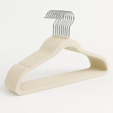 Imagem de Kit 200 Cabides De Veludo Ultra Fino Antideslizante Bege - Toaninni