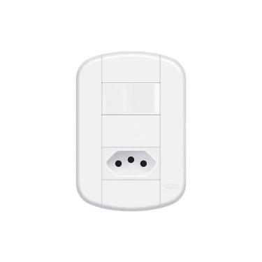 Imagem de Interruptor Simples E Tomada 2p+t 20a Fame Blanc+ Distanciados Com Placa 4x2 Branco