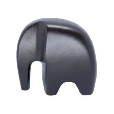 Imagem de Escultura Elefante Minimalista em Cerâmica Fosca Decorativa - Black - 