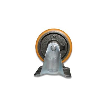 Imagem de Rodinha 127Mm Ferro Com Poliuretano 5 Pol Com Placa Fixa