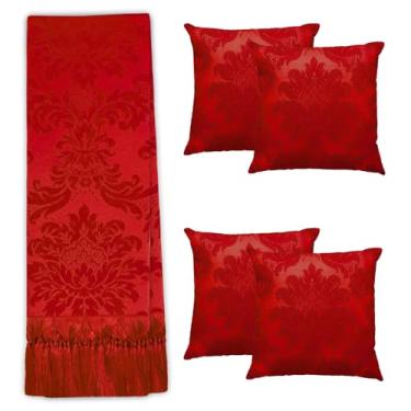 Imagem de Kit Manta Xale Para Sofá E Cama Cores Com 4 Capas de Almofada (2,80 X 3,00,12 VERMELHO)