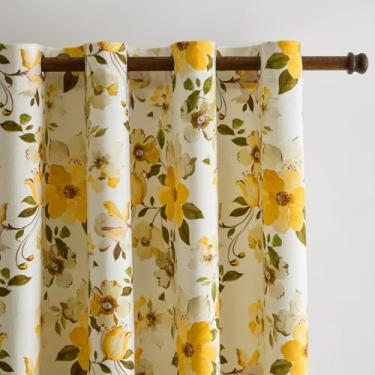 Imagem de Cortinas de veludo para sala de estar, cortinas florais de outono com linda coquete estética peculiar padrão de flor botânica antropologia, cortinas de janela de privacidade para quarto moderno