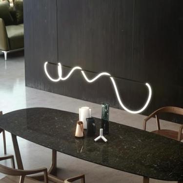 Imagem de Lustres de LED Luzes de teto Sala de estar Sala de jantar Luz pendente Regulável com controle remoto Lâmpada suspensa Espiral DIY Lustre para ilha de cozinha Mesa de escritório Sala de estar