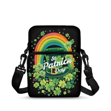 Imagem de Ecaestolph Bolsa tiracolo feminina pequena carteiro tiracolo bolsa transversal bolsa de armazenamento bolsa, Dia de São Patrício, folha verde arco-íris, One Size