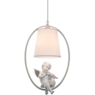 Imagem de Luminária de teto para montagem em teto interno - Lustre de ferro com modelagem de anjo, luminária de teto para restaurante, sala de estar, quarto, iluminação pendente, decoração moderna