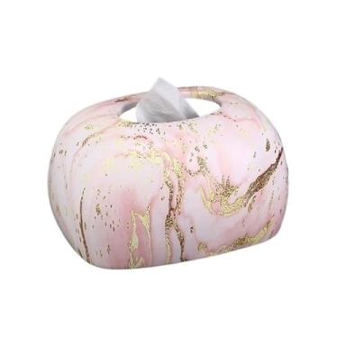 Imagem de Porta-lenços de papel de parede padrão de mármore para sala de estar mesa caixa de guardanapo de cerâmica suporte de caixa de lenços rosa