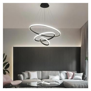 Imagem de Lustres de LED modernos simples, luzes de teto, iluminação interna ajustável faça você mesmo, luminária pendente de teto, decoração de alto brilho compatível com sala de estar, sala de janta